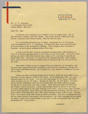 [Letter from A. H. Blackshear to Daniel W. Kempner, September 12, 1955]