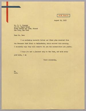 [Letter from A. H. Blackshear, Jr. to D. W. Kempner, August 12, 1955]