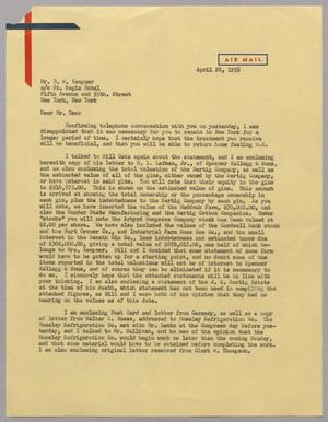 [Letter from A. H. Blackshear, Jr. to Daniel W. Kempner, April 28, 1955]