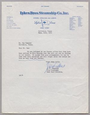 [Letter from Lykes Bros Steamship Co., Inc. to D. W. Kempner, September 16, 1955]