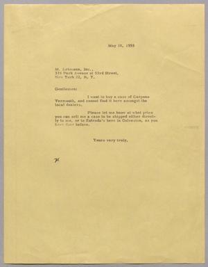 [Letter from D. W. Kempner to M. Lehmann, Inc., May 10, 1955]