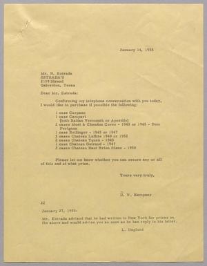 [Letter from Daniel W. Kempner to N. Estrada, January 14, 1955]