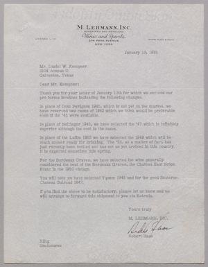 [Letter from M. Lehmann, Inc. to Daniel W. Kempner, January 13, 1955]