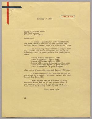 [Letter from Daniel W. Kempner to Lehman Bros. January 10, 1955]