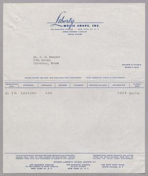 [Invoice for a Purchase from Liberty Music Shops, Inc., December 1, 1954]