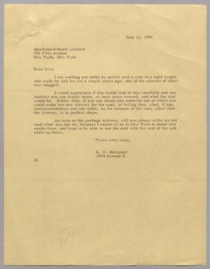 [Letter from D. W. Kempner to MacDonald-Health Limited, July 12, 1955]