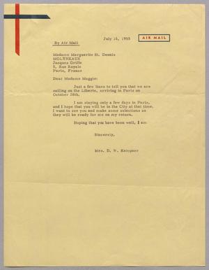 [Letter from Mrs. DWK to Madame Marguerite St. Dennis, July 16, 1955]
