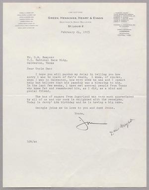 Primary view of object titled '[Letter from Green, Hennings, Henry & Evans to D. W. Kempner, February 24, 1955]'.