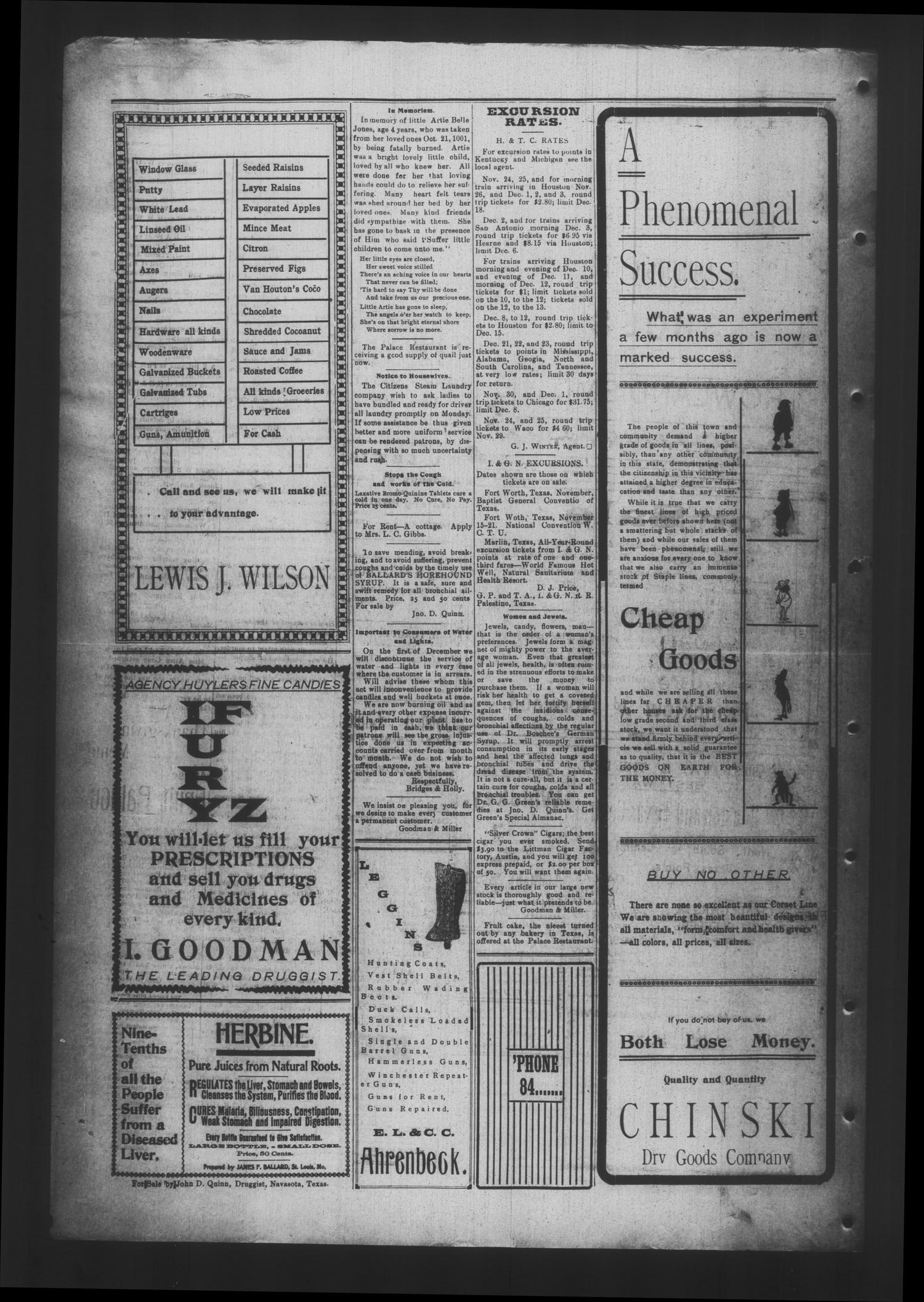 The Daily Examiner. (Navasota, Tex.), Vol. 7, No. 47, Ed. 1 Thursday, November 28, 1901
                                                
                                                    [Sequence #]: 4 of 4
                                                