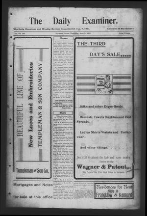Primary view of object titled 'The Daily Examiner. (Navasota, Tex.), Vol. 7, No. 201, Ed. 1 Thursday, June 5, 1902'.