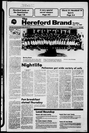 Primary view of object titled 'The Hereford Brand (Hereford, Tex.), Vol. 87, No. 50, Ed. 1 Sunday, September 13, 1987'.