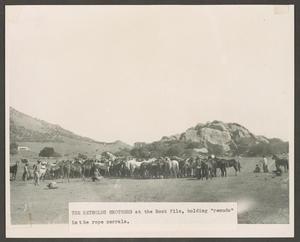 Primary view of object titled '[The Reynolds Brothers at the Rock Pile]'.