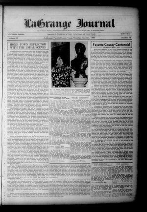 Primary view of object titled 'La Grange Journal (La Grange, Tex.), Vol. 59, No. 16, Ed. 1 Thursday, April 21, 1938'.