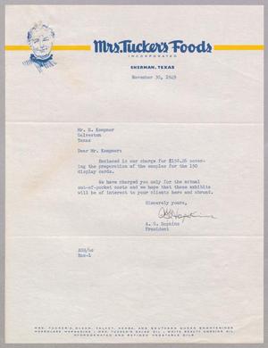 [Letter from Mrs. Tucker's Foods, Incorporated to H. Kempner, November 30, 1949]