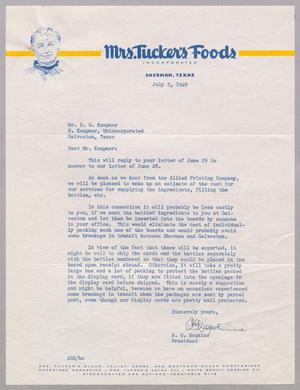 [Letter from Mrs. Tucker's Foods, Incorporated to H. Kempner, July 5, 1949]