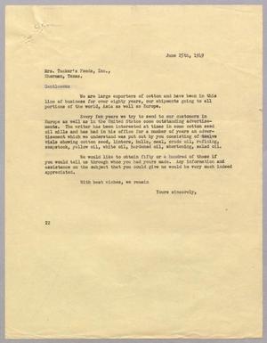[Letter from Daniel W. Kempner to Truckers Food Incorporated, June 25, 1949]