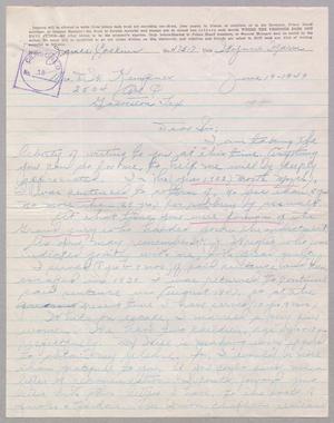 [Letter from James Collins to D. W. Kempner, June 19, 1949]