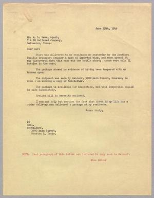 [Letter from Daniel W. Kempner to M. L. Love, June 15, 1949]