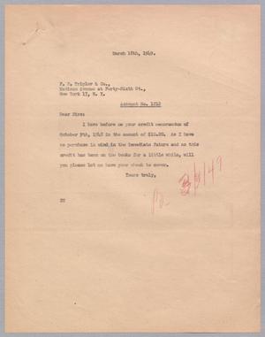[Letter from Daniel W. Kempner to F. B. Tripler & Company, March 18, 1949]