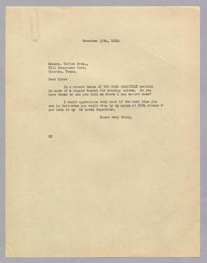 [Letter from Daniel W. Kempner to Ulrich Bros., December 13, 1949]