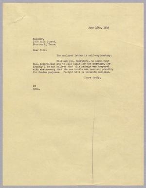 [Letter from Daniel W. Kempner to Waldorf, June 15, 1949]