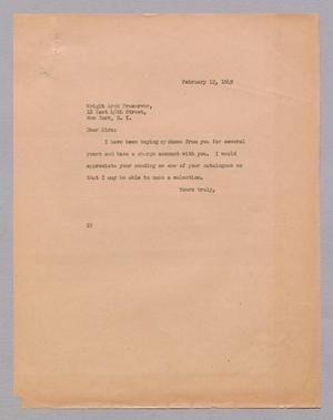 [Letter from Daniel W. Kempner to Wright Arch Preserver Men's Shoe Shop, February 12, 1949]