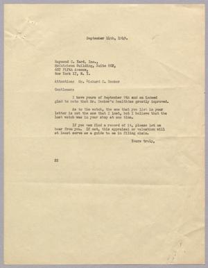 [Letter from Daniel W. Kempner to Raymond C. Yard, September 14, 1949]
