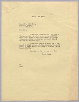 [Letter from Daniel W. Kempner to Raymond C. Yard, April 13, 1949]
