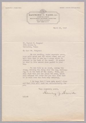 [Letter from Raymond C. Yard, Incorporated to Daniel W. Kempner, March 10, 1949]