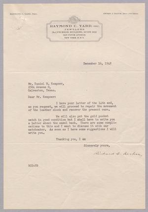 [Letter from Raymond C. Yard to Daniel W. Kempner, December 16, 1948]