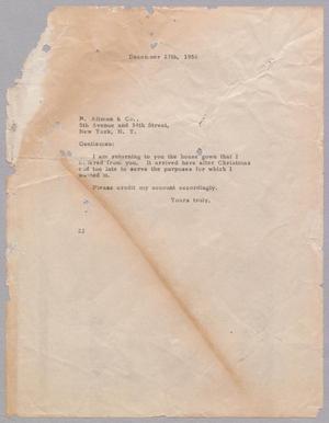 [Letter from Daniel W. Kempner to B. Altman & Company, December 27, 1950]