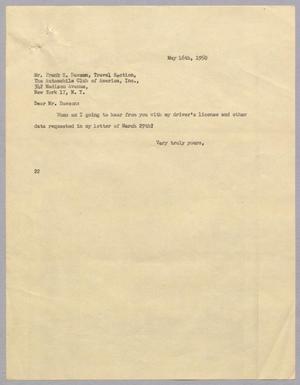 [Letter from Daniel W. Kempner to Frank E. Dawson, May 16, 1950]