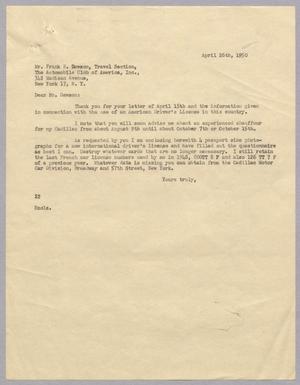 [Letter from D. W. Kempner to Frank E. Dawson, April 26, 1950]