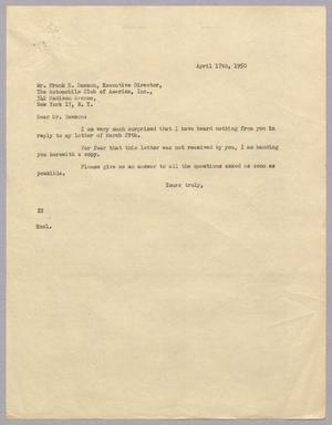[Letter from Daniel W. Kempner to Frank E. Dawson, April 17, 1950]