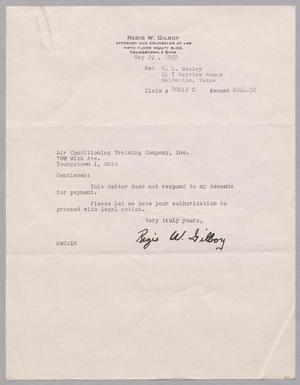 [Letter from Regis W. Gilboy to  Air Conditioning Training Company, Inc., May 29, 1950]