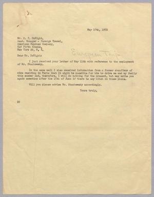 [Letter from Daniel W. Kempner to R. T. DeNight, May 15, 1950]