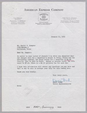 [Letter from American Express Company to Daniel W. Kempner, January 23, 1950]
