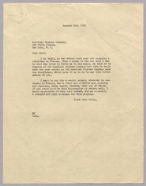 [Letter from Daniel W. Kempner to American Express Company, January 3, 1949]