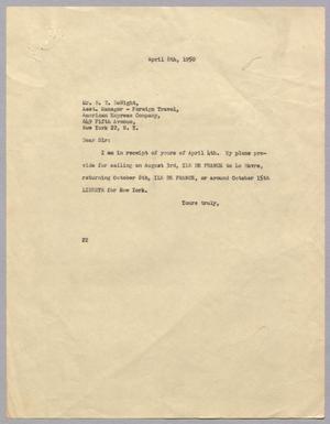 [Letter from Daniel W. Kempner to R. T. DeNight, April 8, 1950]