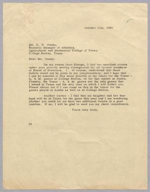 [Letter from D. W. Kempner to C. D. Ownby, October 31, 1950]