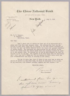 [Letter from Roland C. Irvine to D. W. Kempner, July 7, 1950]