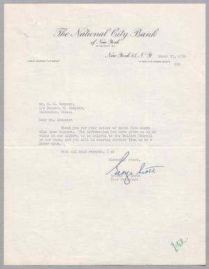 [Letter from George C. Scott to Daniel W. Kempner, March 27, 1950]