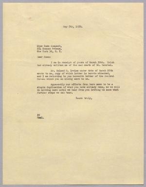 [Letter from Daniel W. Kempner to Rosa Anspach, May 5, 1950]