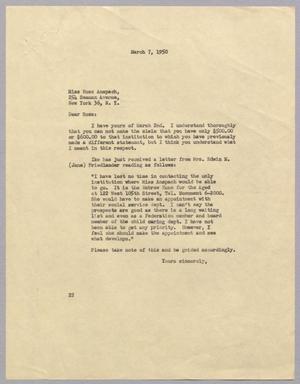 [Letter from Daniel W. Kempner to Rosa Anspach, March 7, 1950]