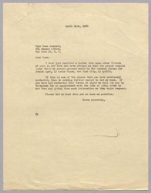 [Letter from Daniel W. Kempner to Rosa Anspach, April 24, 1950