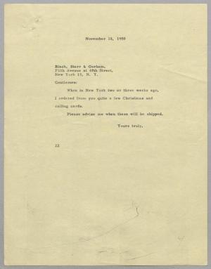 [Letter from Daniel W. Kempner to Black Starr & Gorham, November 18, 1950]