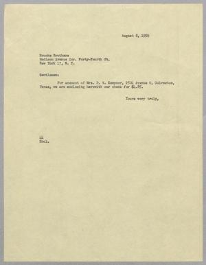 [Letter from A. H. Blackshear, Jr. to Brooks Brothers, August 8, 1950]