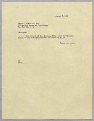 [Letter from A. H. Blackshear, Jr. to David C. Bielefeld, August 7, 1950]