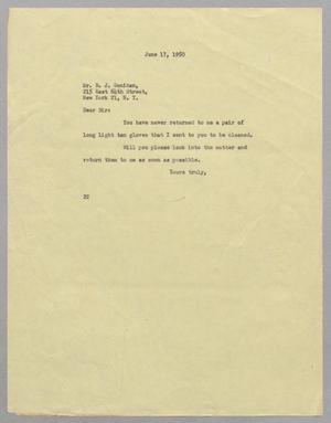 [Letter from Daniel W. Kempner to B. J. Denihan, June 17, 1950]