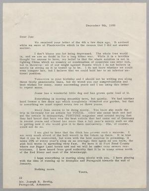 [Letter from Daniel W. Kempner to Joseph R. Bertig, December 9, 1950]